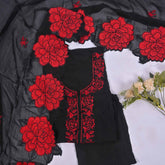 Organza Black Unstitched Suit